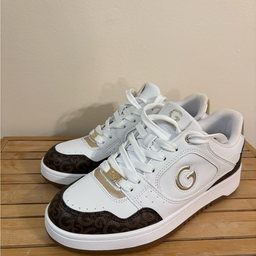 Guess White and Brown Sneakers